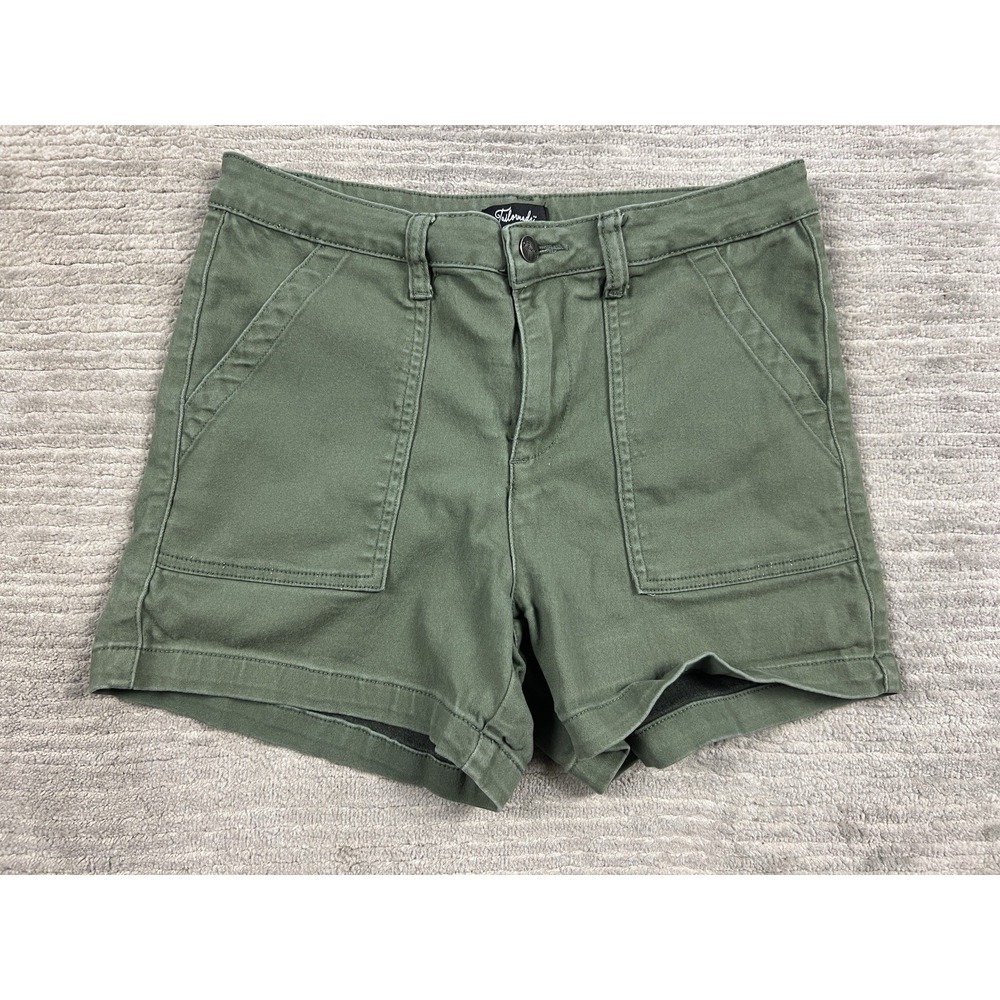 Tailormade Shorts Womens 8 Green High Rise Cotton Blend High Rise